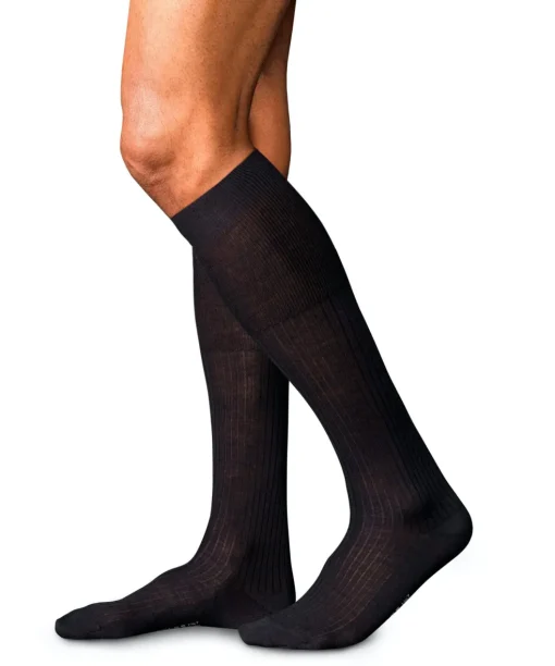 FALKE No. 7 Finest Merino heren kniekousen, zwart (black)