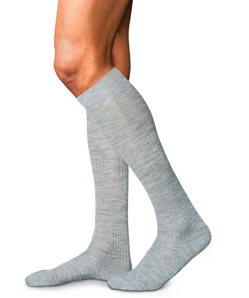 FALKE No. 7 Finest Merino heren kniekousen, grijs (light grey melange)