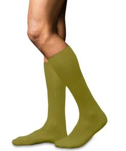 FALKE No. 13 Finest Piuma Cotton heren kniekousen, groen (vegetal)