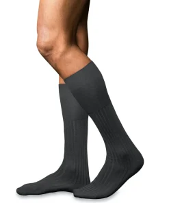 FALKE No. 13 Finest Piuma Cotton heren kniekousen, antraciet grijs (anthracite mel.)