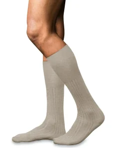 FALKE No. 13 Finest Piuma Cotton heren kniekousen, beige (wheat mel.)