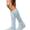 FALKE No. 13 Finest Piuma Cotton heren kniekousen, blauw (light blue)