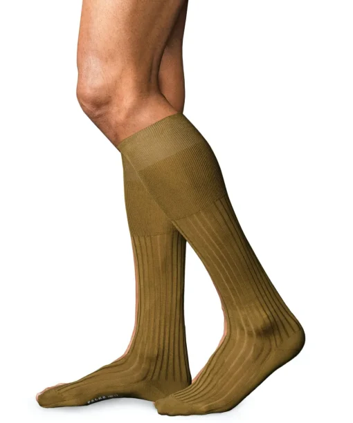 FALKE No. 13 Finest Piuma Cotton heren kniekousen, geel (brass)