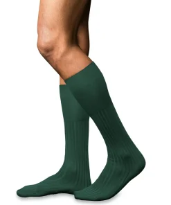 FALKE No. 13 Finest Piuma Cotton heren kniekousen, groen (hunter green)