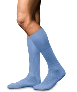 FALKE No. 13 Finest Piuma Cotton heren kniekousen, ijsblauw (arcticblue)