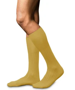 FALKE No. 13 Finest Piuma Cotton heren kniekousen, okergeel (nugget)
