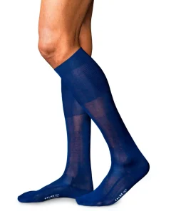 FALKE No. 9 Pure Fil d Ecosse heren kniekousen, blauw (royal blue)