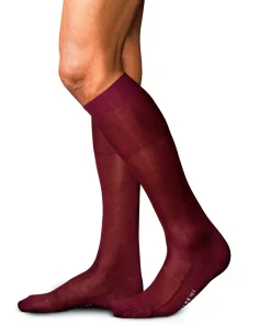 FALKE No. 4 Pure Silk heren kniekousen, donkerrood (barolo)