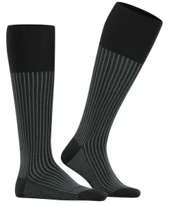 FALKE Oxford Stripe heren kniekousen, zwart (black-mix)