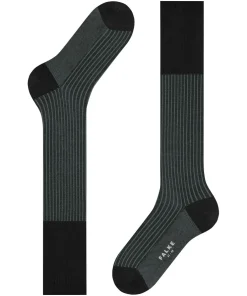 FALKE Oxford Stripe heren kniekousen, zwart (black-mix)