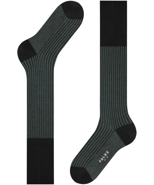 FALKE Oxford Stripe heren kniekousen, zwart (black-mix)