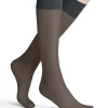 FALKE Pure Matt 20 DEN dames kniekousen, antraciet grijs (graphite)