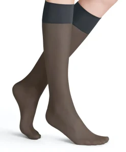 FALKE Pure Matt 20 DEN dames kniekousen, antraciet grijs (graphite)