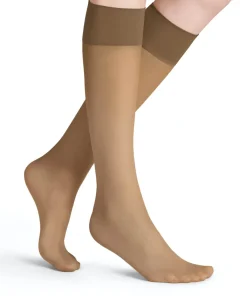 FALKE Pure Matt 20 DEN dames kniekousen, beige (sun)