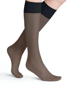 FALKE Pure Matt 20 DEN dames kniekousen, marine blauw (marine)