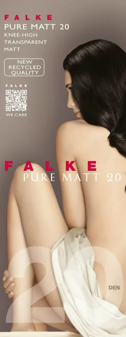 FALKE Pure Matt 20 DEN dames kniekousen, marine blauw (marine)