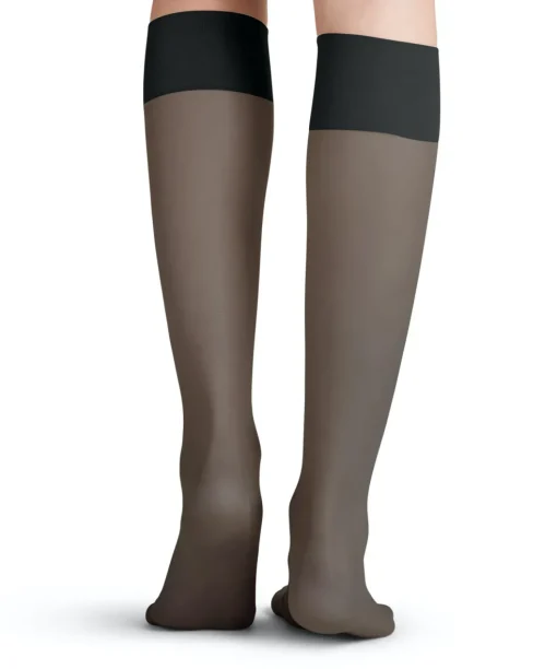 FALKE Pure Matt 20 DEN dames kniekousen, zwart (black)