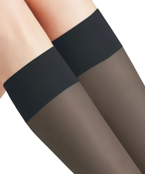 FALKE Pure Matt 20 DEN dames kniekousen, antraciet grijs (graphite)