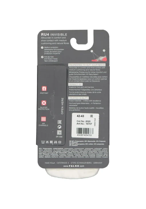FALKE RU4 invisible heren hardoopsokken, wit (white-mix)