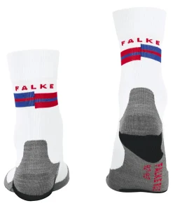FALKE RU5 Race heren running sokken, wit met grijs, rood en blauw (white-lightning)