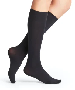 FALKE Seidenglatt 40 DEN dames kniekousen, marine blauw (marine)