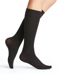 FALKE Seidenglatt 40 DEN dames kniekousen, zwart (black)