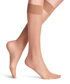 FALKE Seidenglatt 15 DEN dames kniekousen, beige (sun)