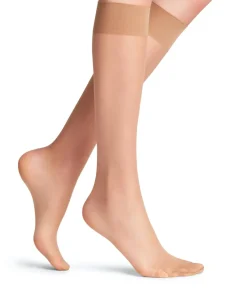 FALKE Seidenglatt 15 DEN dames kniekousen, beige (powder)