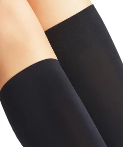 FALKE Seidenglatt 40 DEN dames kniekousen, marine blauw (marine)