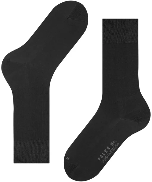 FALKE Sensitive Malaga herensokken, zwart (black)