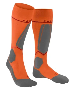 FALKE SK4 Advanced Compression Light heren skiing kniekousen, grijs (flash orange)