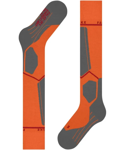 FALKE SK4 Advanced Compression Light heren skiing kniekousen, grijs (flash orange)