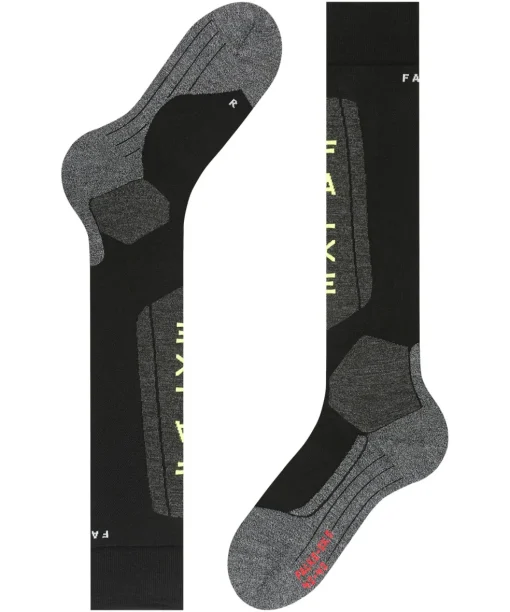 FALKE SK5 Expert heren skiing kniekousen, zwart (black-lightning)