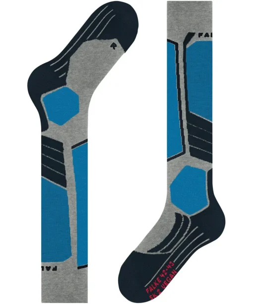 FALKE SK2 Intermediate Vegan heren skiing kniekousen, grijs (light grey)