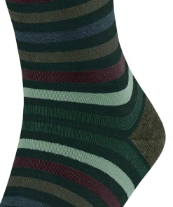 FALKE Tinted Stripe herensokken, groen (wald)