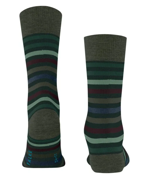 FALKE Tinted Stripe herensokken, groen (wald)