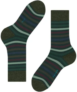 FALKE Tinted Stripe herensokken, groen (wald)