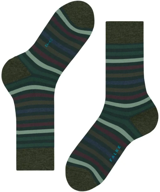 FALKE Tinted Stripe herensokken, groen (wald)