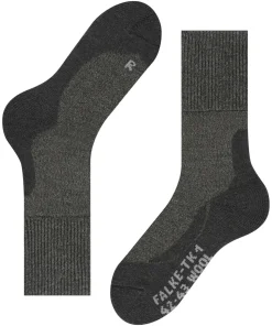 FALKE TK1 Adventure Wool heren trekking sokken, antraciet grijs (smog)