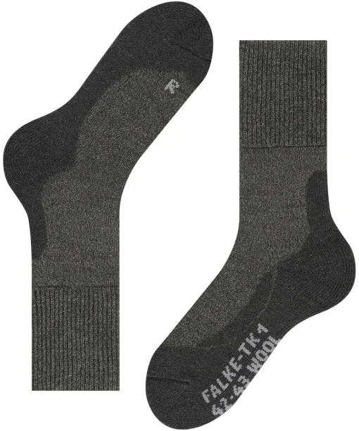 FALKE TK1 Adventure Wool heren trekking sokken, antraciet grijs (smog)