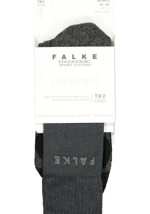 FALKE TK2 Cool dames wandelsokken, grijs (asphalt melange)
