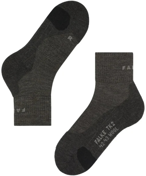 FALKE TK2 Explore Wool Short herensokken kort, antraciet grijs (smog)
