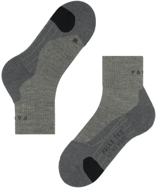 FALKE TK2 Explore Wool Short herensokken kort, grijs (kitt mouline)