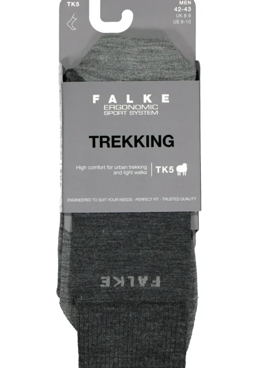 FALKE TK5 heren wandelsokken, antraciet grijs (asphalt melange)