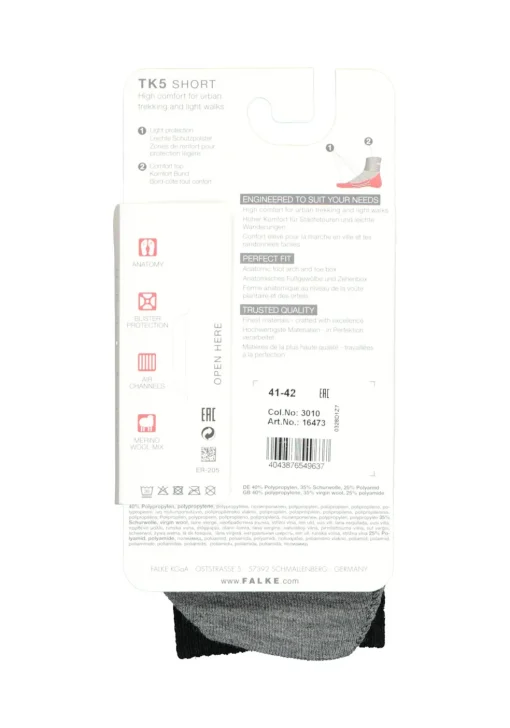 FALKE TK5 Short dames wandelsokken, zwart (black-mix)