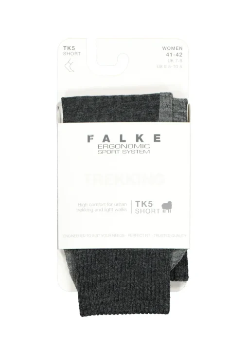 FALKE TK5 Short dames wandelsokken, antraciet grijs (asphalt melange)