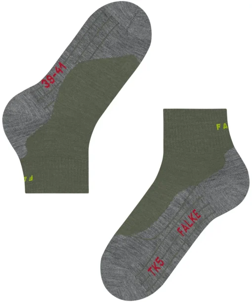 FALKE TK5 Wander Short heren trekking sokken kort, groen (herb)