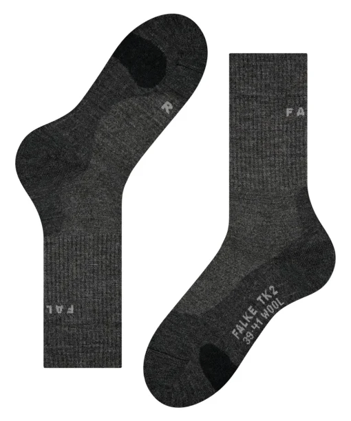 FALKE TK2 Wool dames wandelsokken, antraciet-mix (smog)