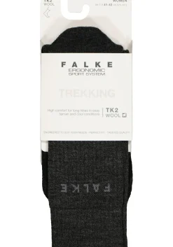FALKE TK2 Wool dames wandelsokken, antraciet-mix (smog)