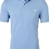 Fred Perry M3600 polo twin tipped shirt, heren polo Sky / Snow White / Snow White